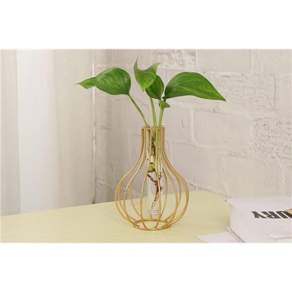 2 Pack Gold Metal Flower Vases, Small Desk Decor for Floral Arrangements, - Picture 5 of 7